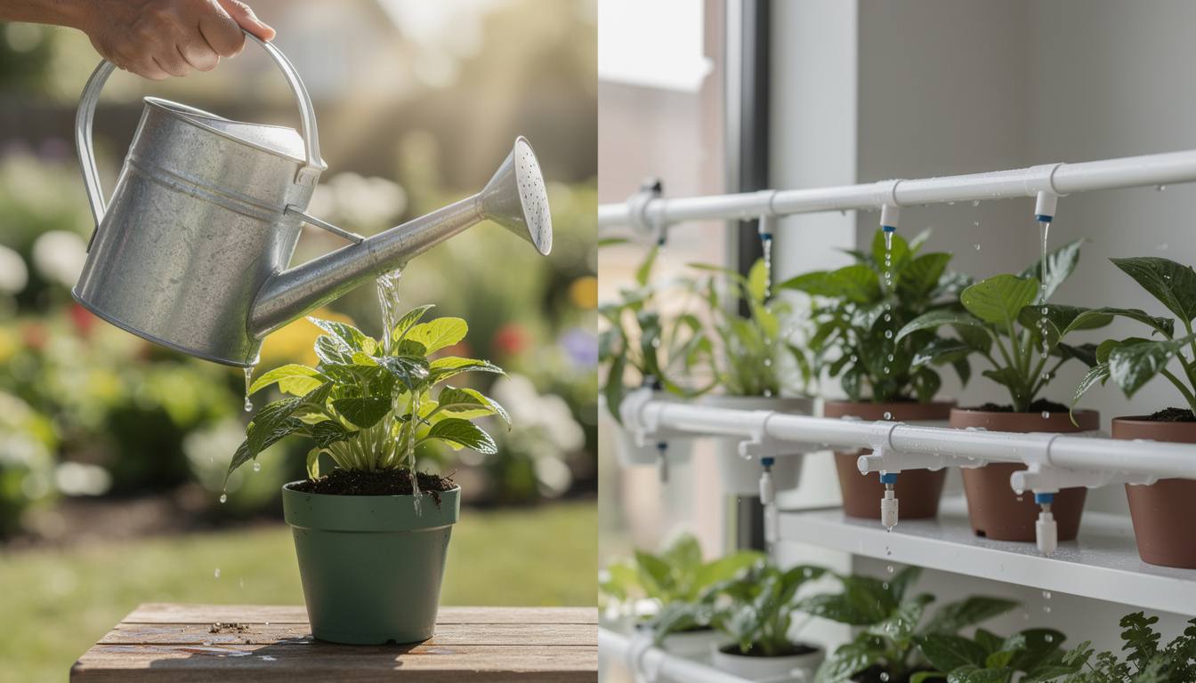 découvrez les avantages de l'arrosoir traditionnel et des systèmes d'arrosage automatiques pour choisir la solution idéale pour votre jardin.